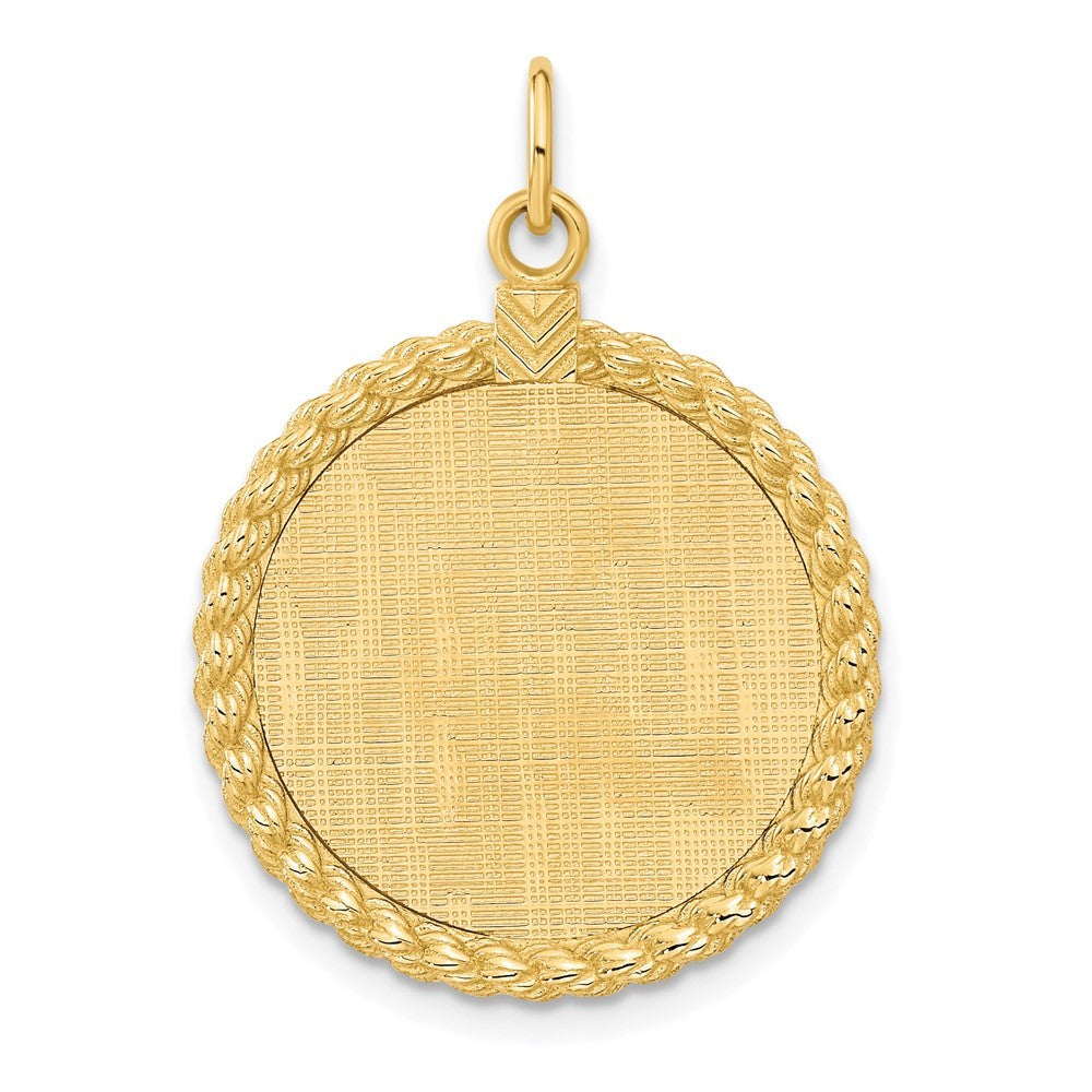14k Yellow Gold Patterned .013 Gauge Engravable Rope Disc w Satin Back