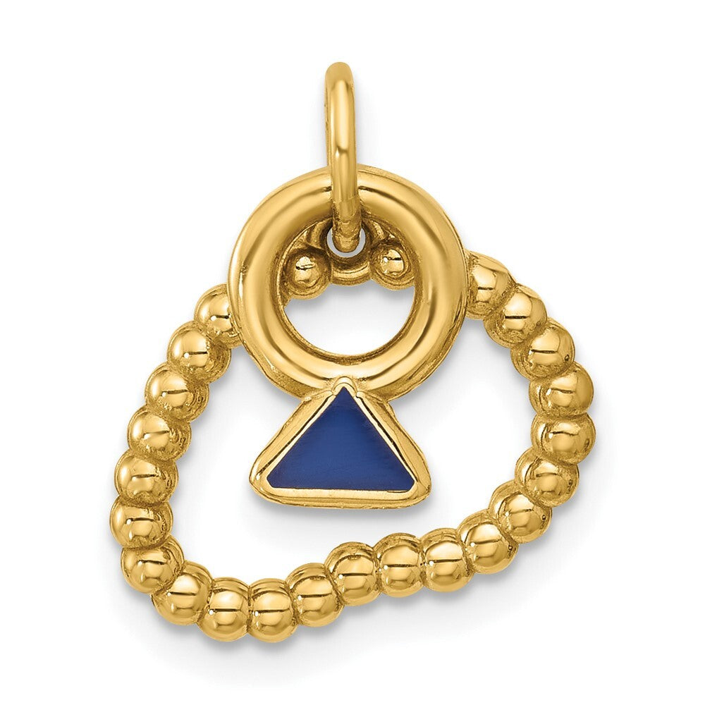 14k Yellow Gold Fancy Mini Pearl Necklace And Mini Diamond Ring Charm Pendant