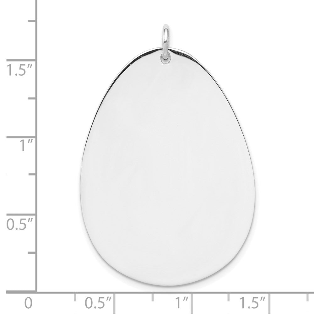 Sterling Silver Rh-plt Engraveable Polished Front Satin Back Disc Charm