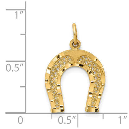 14k Yellow Gold Horseshoe Charm Pendant for Women