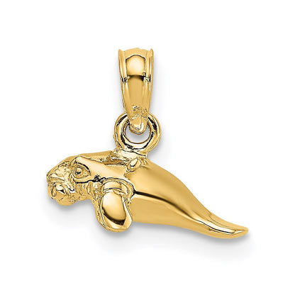 14k Yellow Gold 3-D Polished Mini Manatee Charm