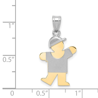 14k Two-Tone Gold Small Boy with Hat on Left Engravable Charm