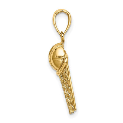 14k Yellow Gold Polished Basketball and Net Charm Pendant