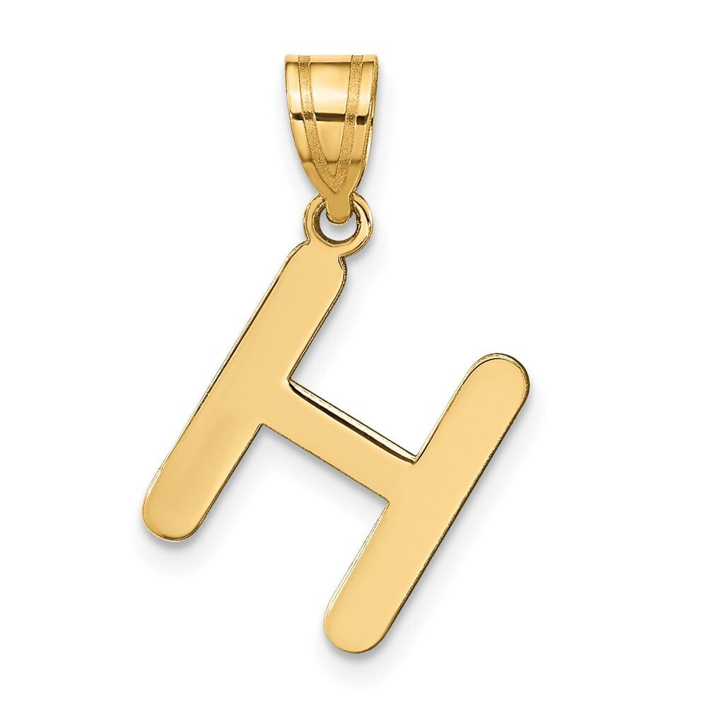 14k Yellow Gold Polished Bubble Letter H Initial Pendant for Women