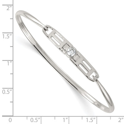 Sterling Silver Polished Fancy CZ Bangle