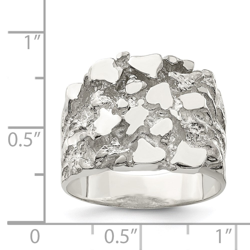 Sterling Silver Men's Nugget Ring Size 11