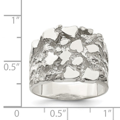 Sterling Silver Men's Nugget Ring Size 11