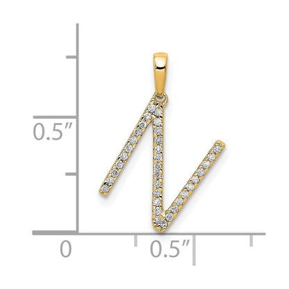 14k Yellow Gold Diamond Letter N Initial Pendant