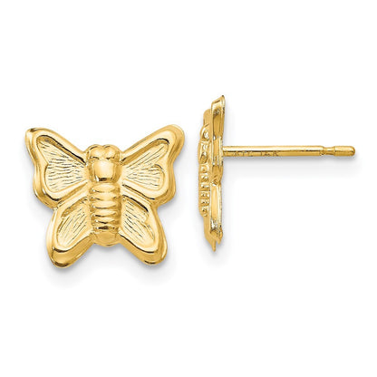 14k Yellow Gold Butterfly Stud Earrings Gift for Women