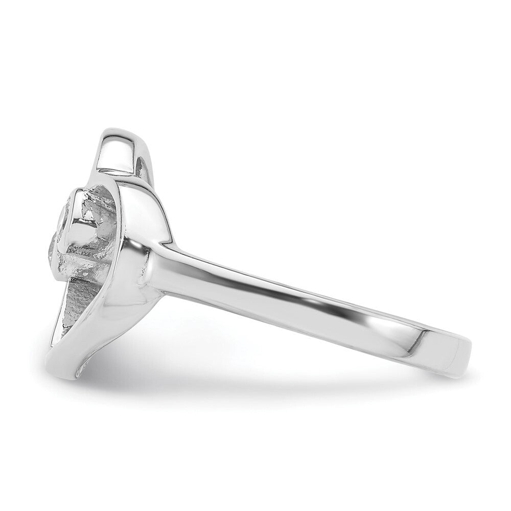 Sterling Silver Rhodium-plated CZ Open Heart Ring Size 8
