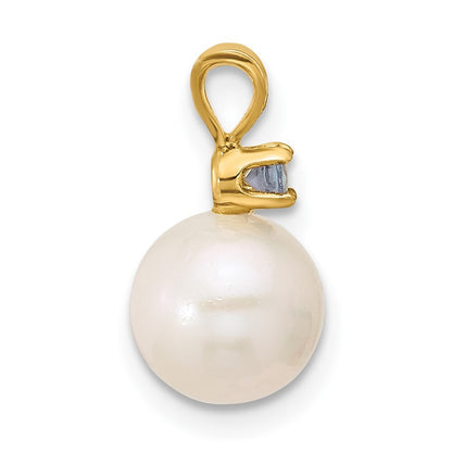14k Yellow Gold 7-7.5mm Freshwater Cultured Pearl & Tanzanite Pendant