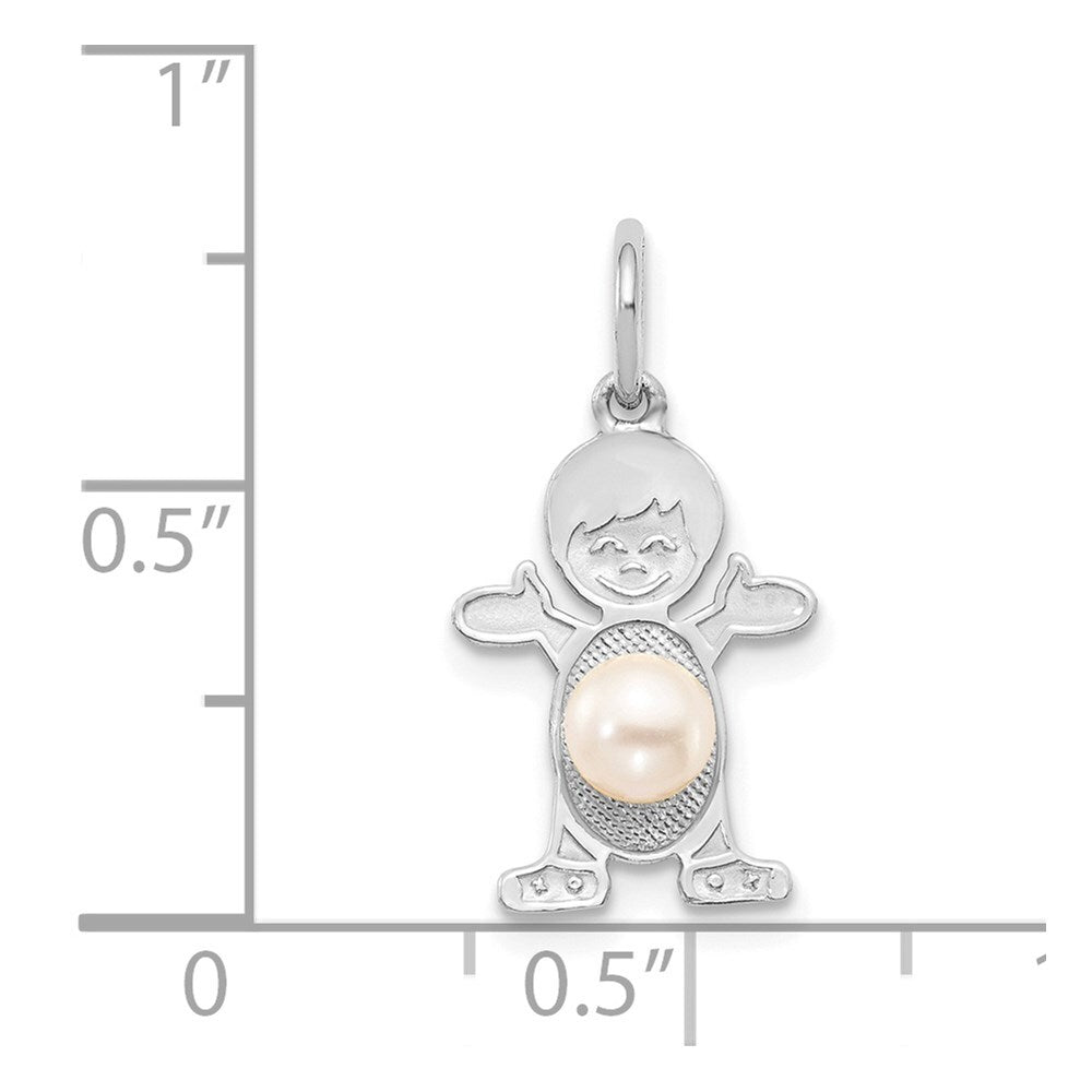 14k White Gold Boy 4mm FW Cultured Pearl-June Pendant for Women