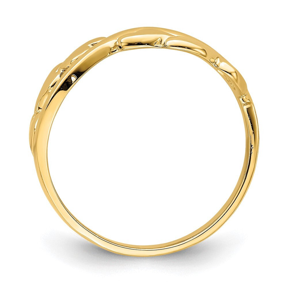 14K Yellow Gold Polished w/ X Design Heart Band Size 7