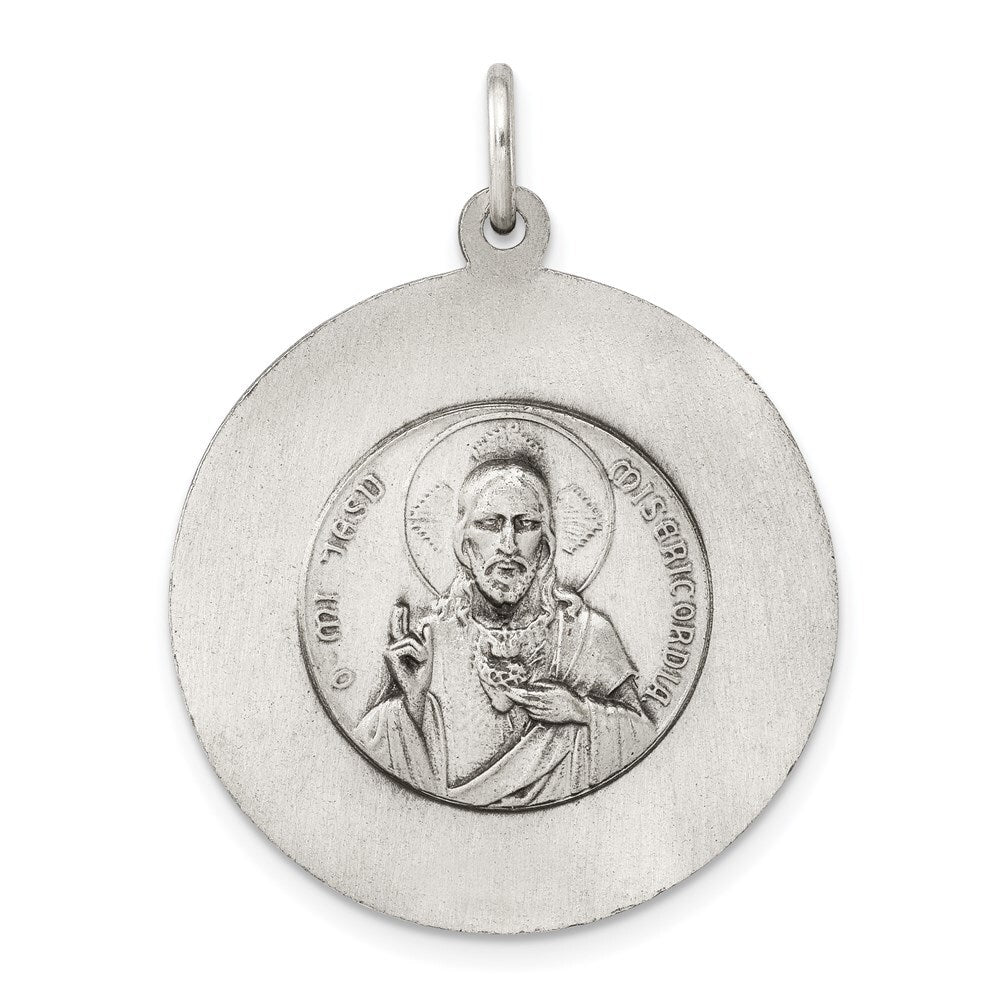 Sterling Silver Antiqued Queen of the Holy Scapular Medal Pendant