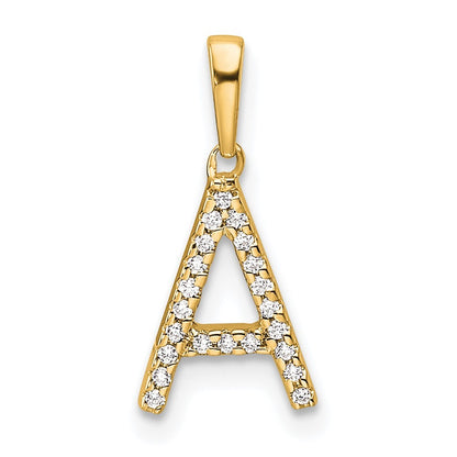 14k Yellow Gold Diamond Letter A Initial Pendant