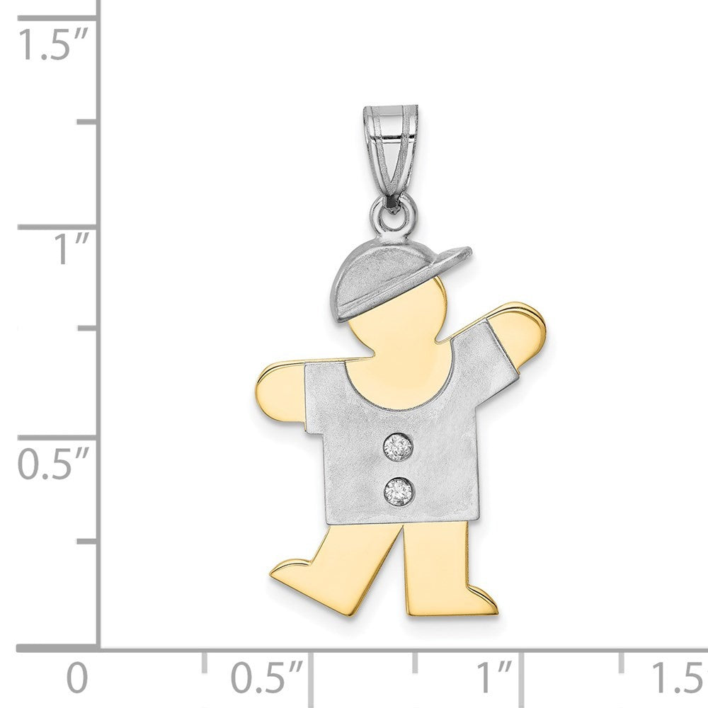 14k Two-Tone Gold AA Diamond Kid Pendant
