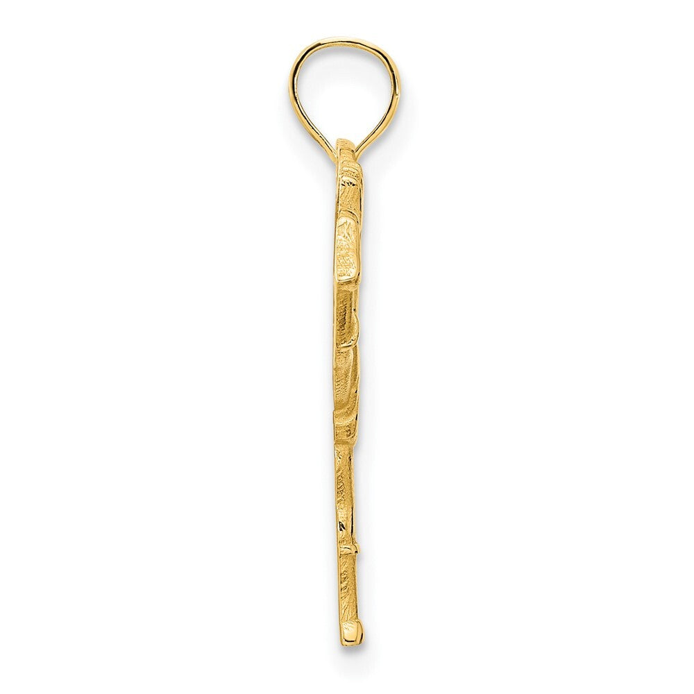 14k Yellow Gold Cheerleader Charm Pendant for Women