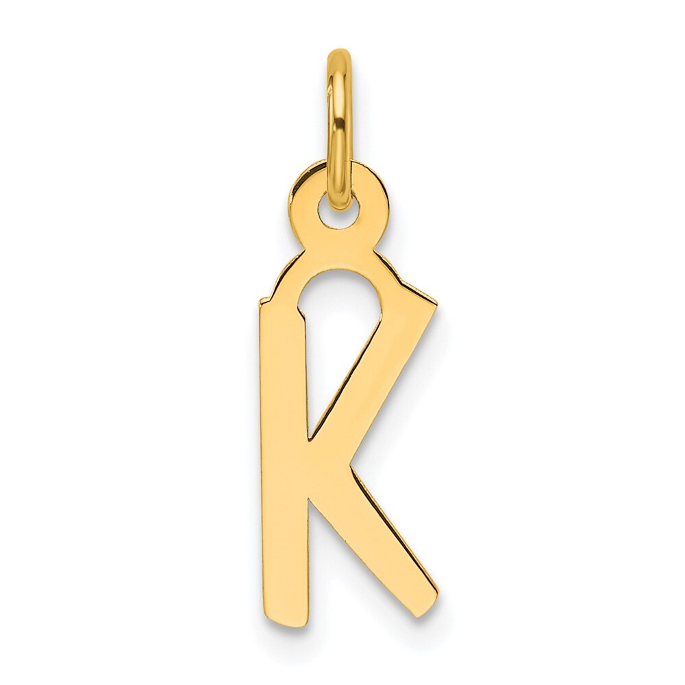 14k Yellow Gold Slanted Block Letter K Initial Charm Pendant for Women