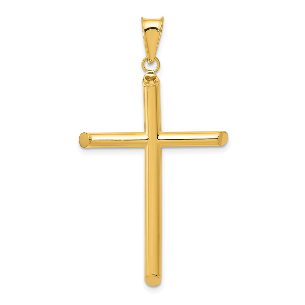 14k Yellow Gold 3-D Polished Hollow Cross Pendant
