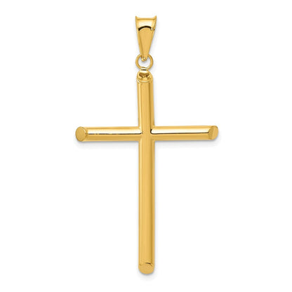 14k Yellow Gold 3-D Polished Hollow Cross Pendant