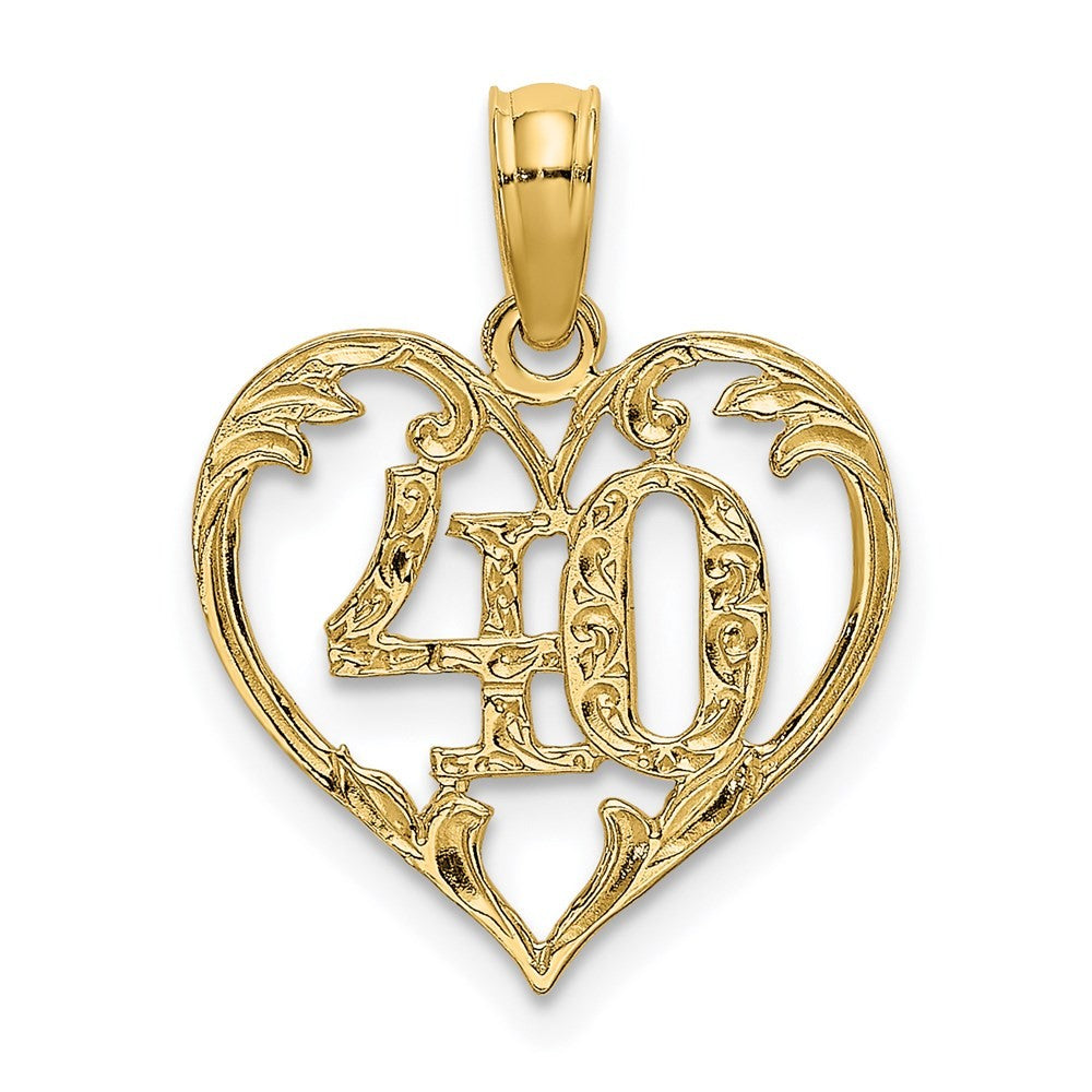 14k Yellow Gold 40 In Heart Charm