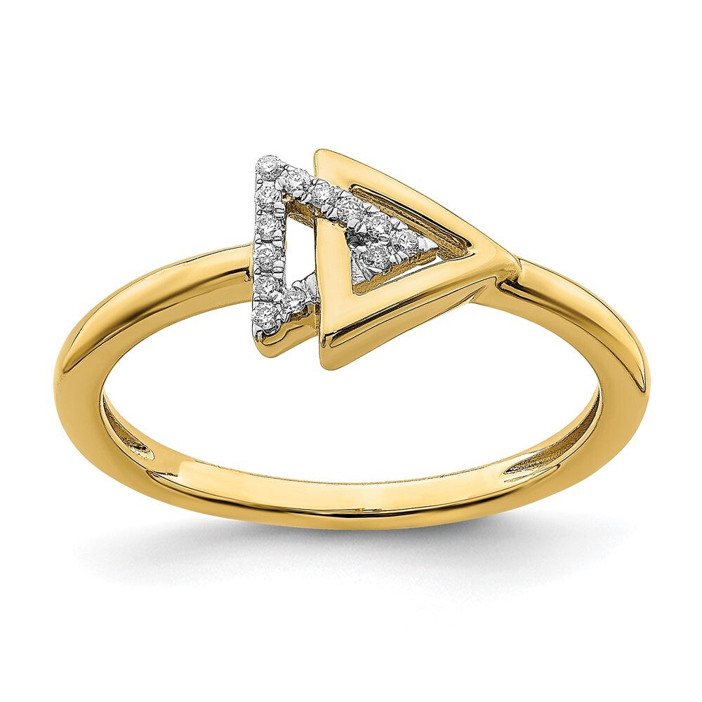 14K Yellow Gold Polished Double Triangle Diamond Ring Size 7