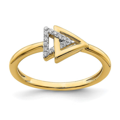 14K Yellow Gold Polished Double Triangle Diamond Ring Size 7