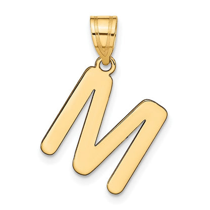 14k Yellow Gold Polished Bubble Letter M Initial Pendant for Women