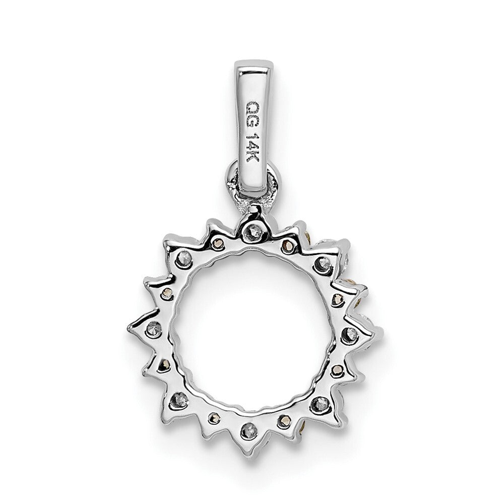 14k White Gold Diamond and .08 Peridot Fancy Circle Pendant for Women