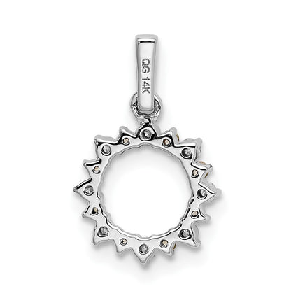 14k White Gold Diamond and .08 Peridot Fancy Circle Pendant for Women