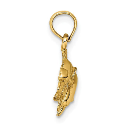 14k Yellow Gold 2-D Polished Double Dolphins Jumping Left Charm