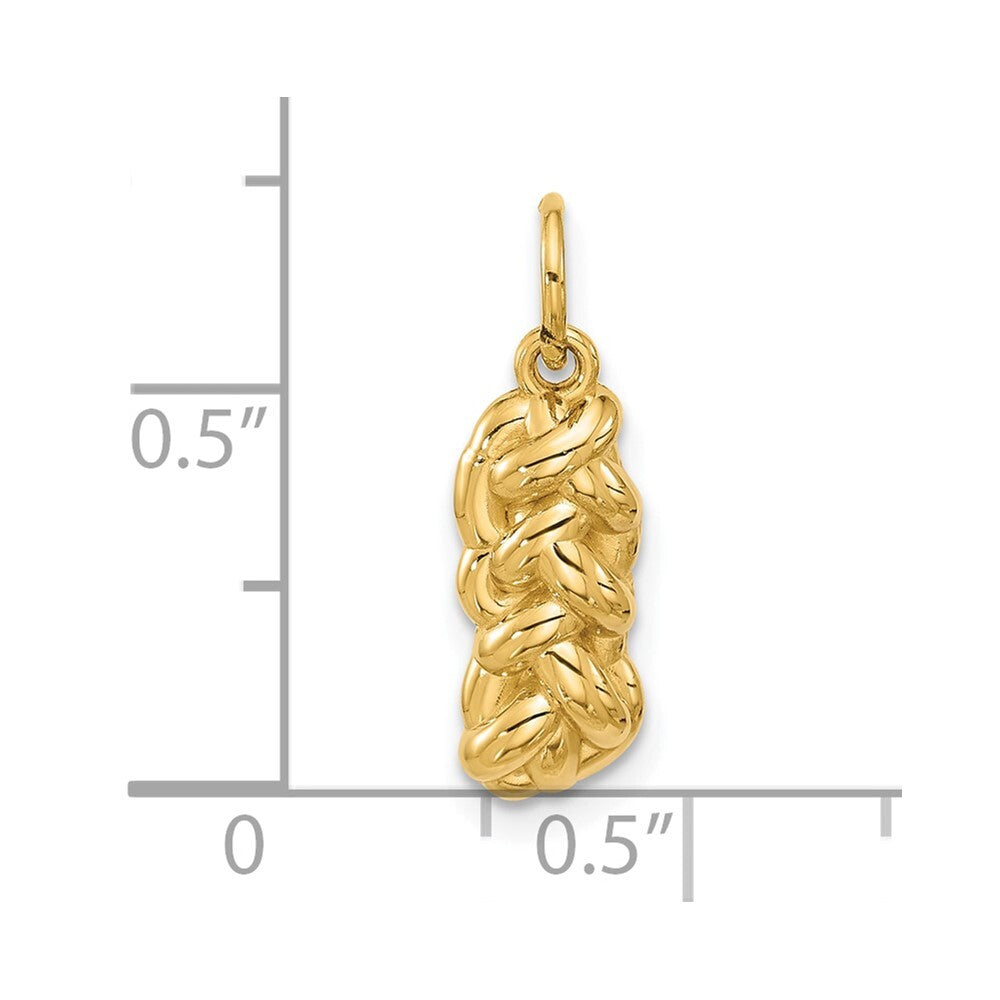 14k Yellow Gold Fancy Challah Pendant for Women