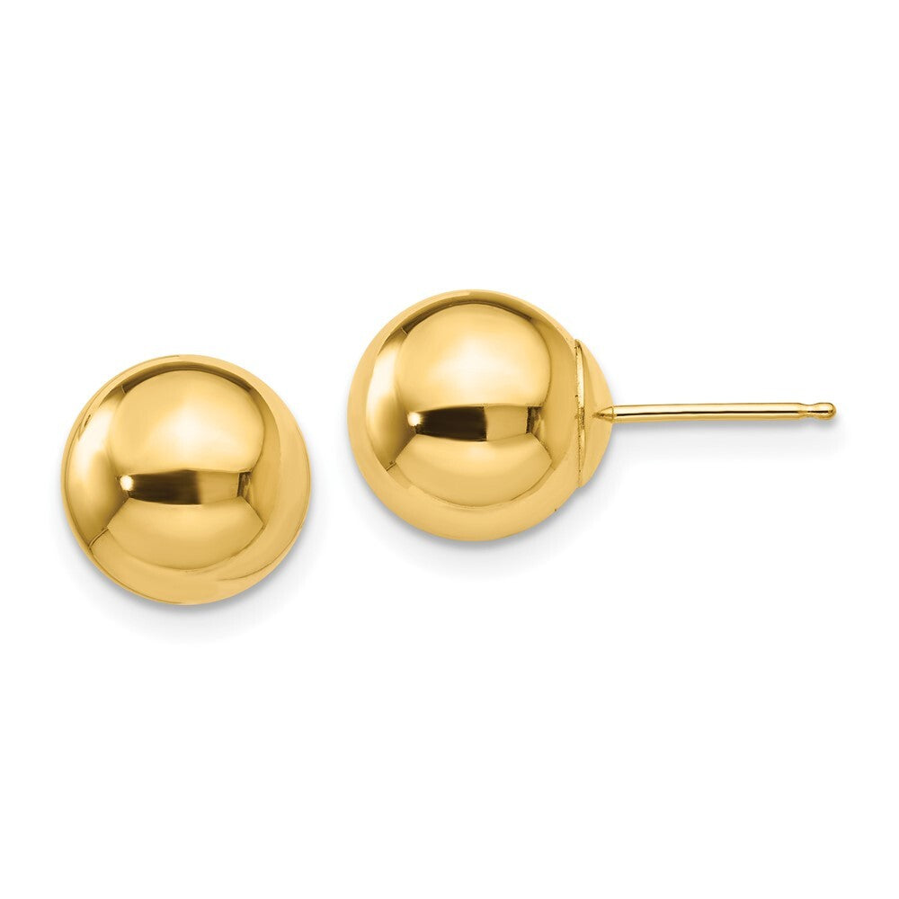 14k Yellow Gold Polished 9mm Ball Stud Earrings Gift for Women