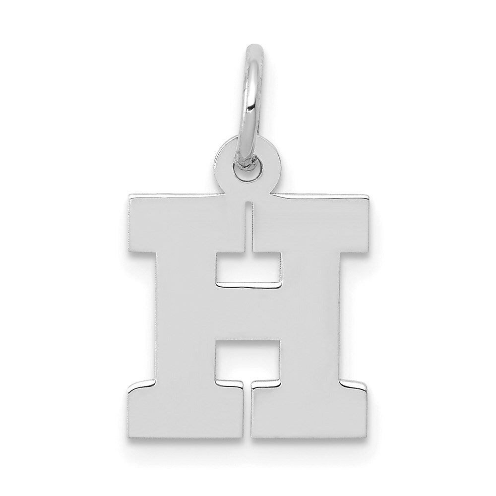 14k White Gold Small Block Letter H Initial Charm Pendant for Women