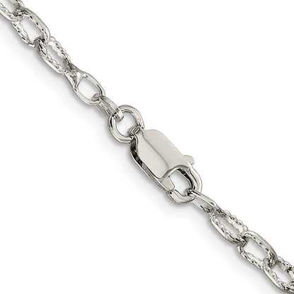 Sterling Silver 3.75mm Fancy Patterned Rolo Chain Necklace