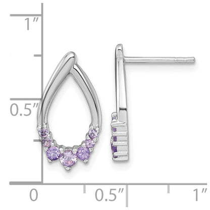 Sterling Silver Rhodium-plated Polished Amethyst Teardrop Earrings