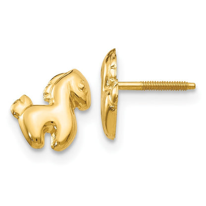 14k Yellow Gold Pony Screwback Earrings
