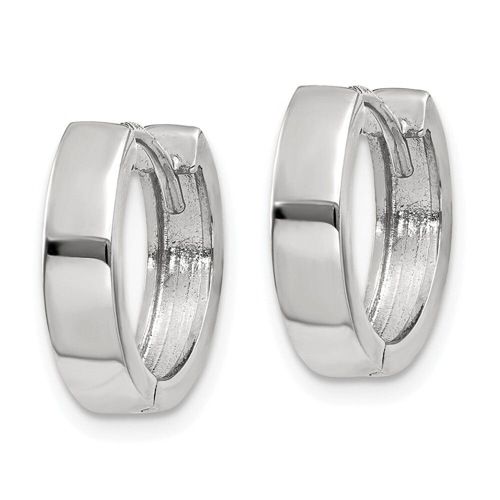 14k White Gold Round Hinged Hoop Earrings Gift for Women