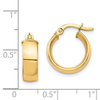 14k Yellow Gold High Polished 5mm Hoop Earrings Gift for Women