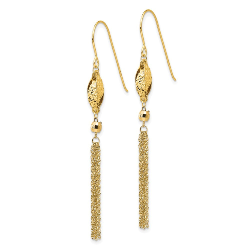 14k Yellow Gold Bead and Chain Dangle Earrings
