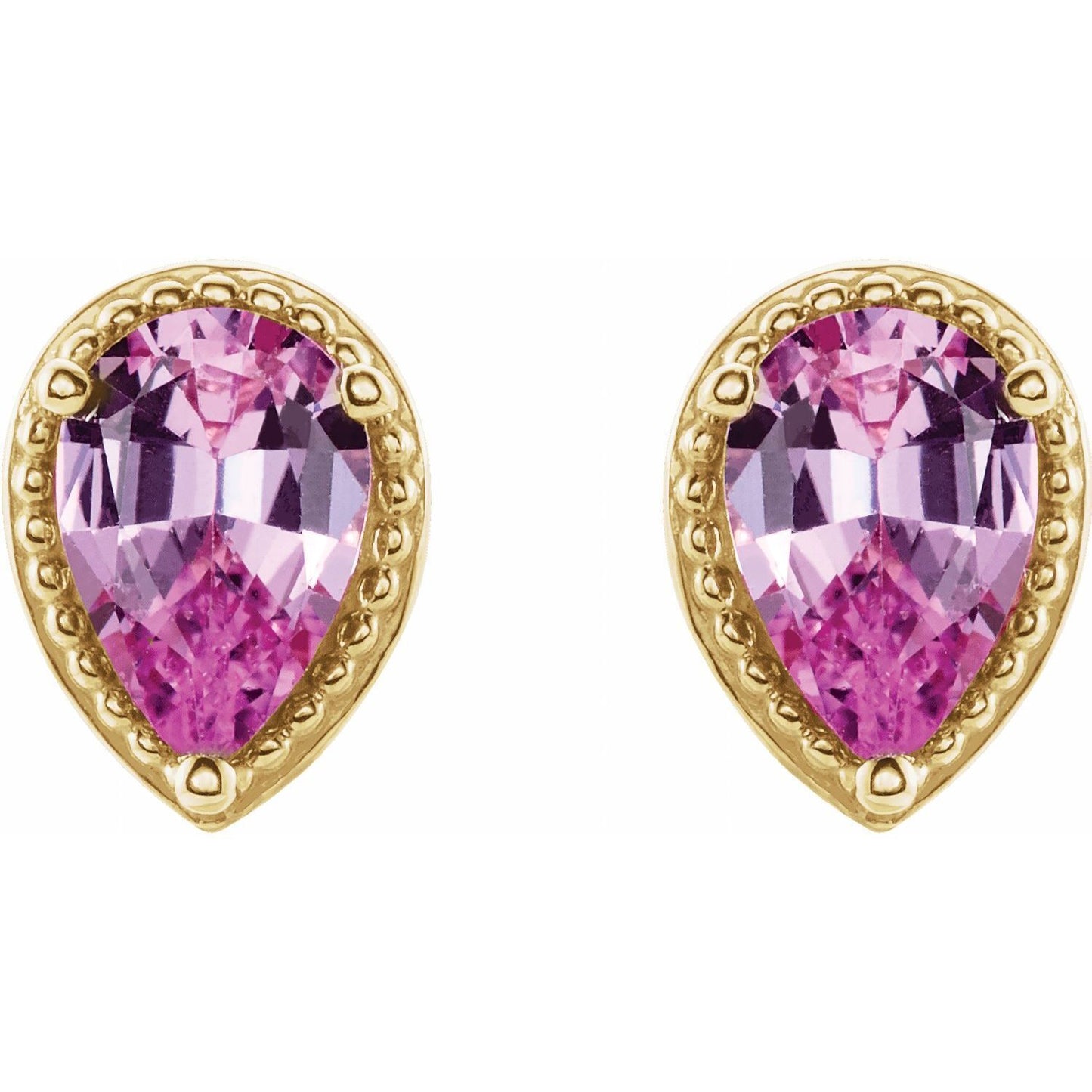 14k Yellow Gold Natural Pink Sapphire Stud Earrings  Fine Jewelry for Women