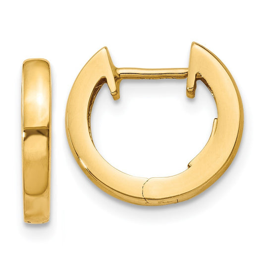 14k Yellow Gold Polished 2MM Hinged Hoop Earrings