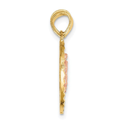14k Two-tone Gold  Reversible Lady of Guadalupe&Crucifix Breakapart Pendant