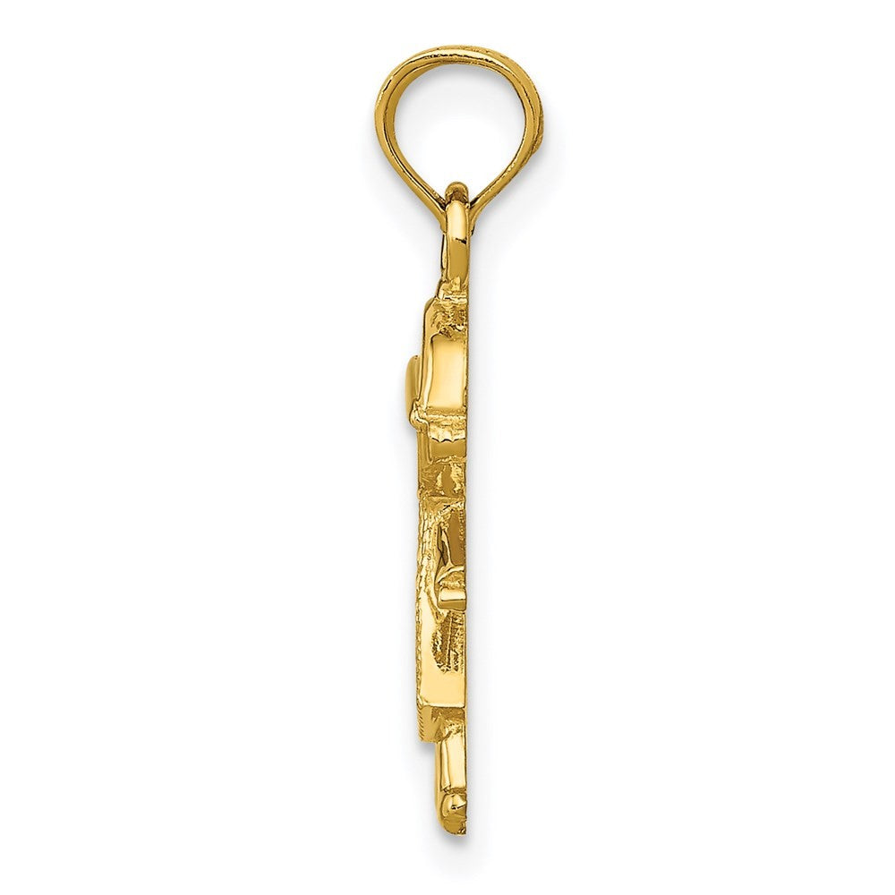 14k Yellow Gold Polished and Textured Boy Pendant