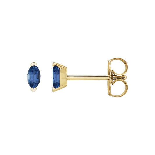 Gift for Mothers 14k Yellow Gold Natural Tanzanite Stud Earrings Fine Jewelry