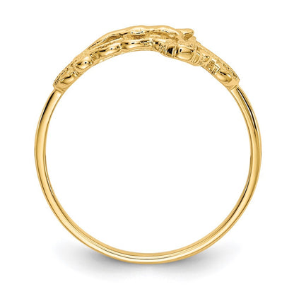 14K Yellow Gold Diamond-Cut Crucifix Ring
