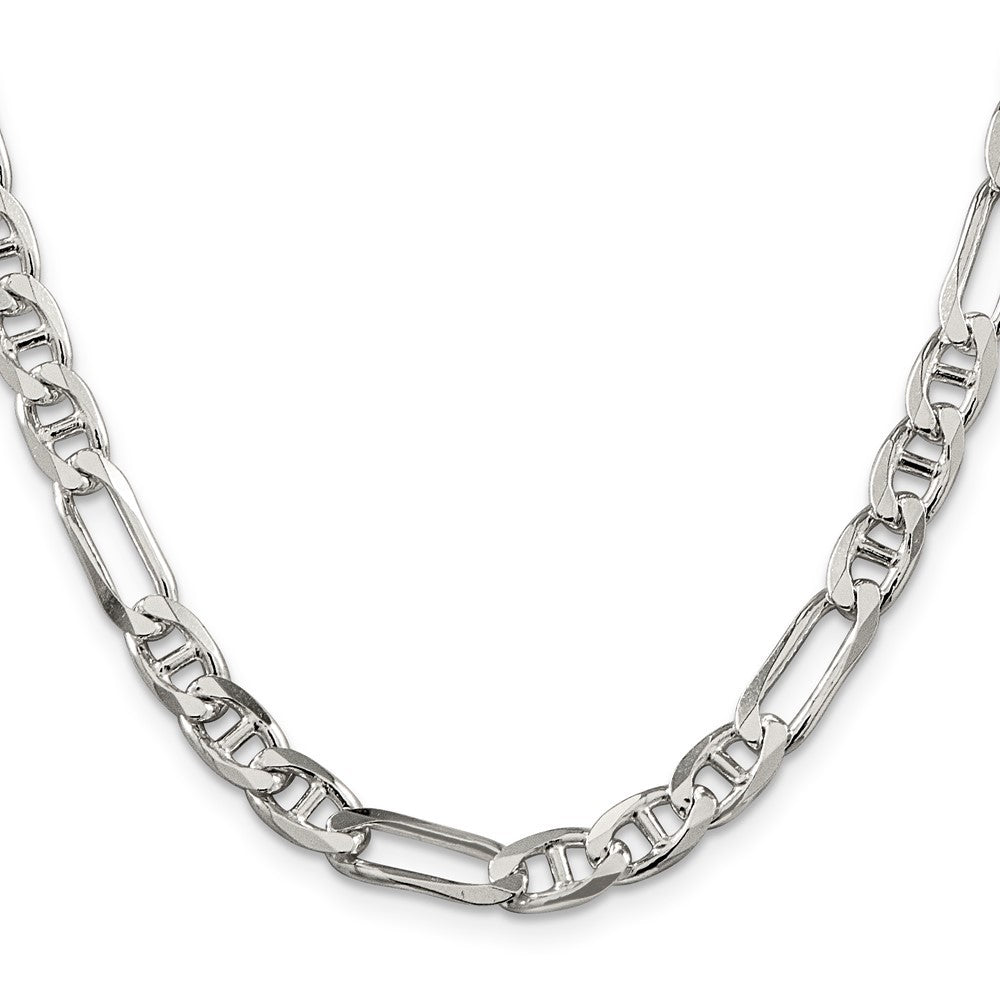 Sterling Silver 6.5mm Figaro Anchor Chain Necklace