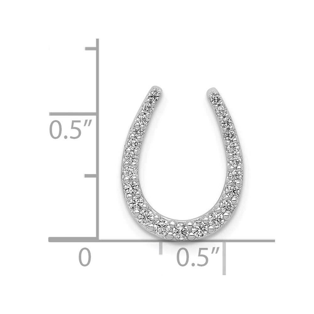 14k White Gold 1/4ct. Diamond Horseshoe Chain Slide Pendant for Women