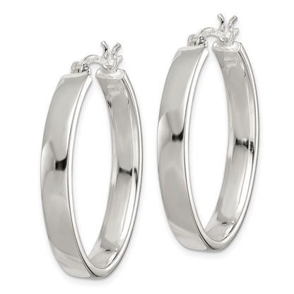 Sterling Silver Polished 4.75mm Oval Hoop Earrings