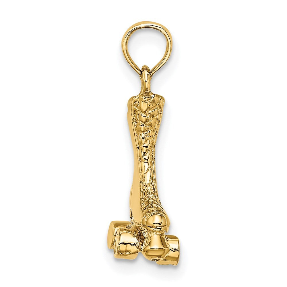 14k Yellow Gold 3-D Roller Skate Charm